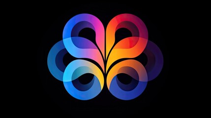 Poster - logo for an app features simple geometric design of colorful brain shapes, symbolizing mental processes and creativity.
