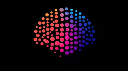 Poster - logo of the human brain, formed by connecting colorful lines and dots on black background, symbolizes intelligence and creativity.stock photo