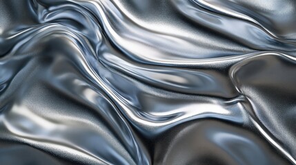 Poster - Abstract representation of a liquid metallic texture in elegant silver-gray tones,