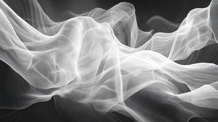 Poster - Abstract geometry filled with flowing white lines creates a sense of movement within a deep, monochromatic backdrop.