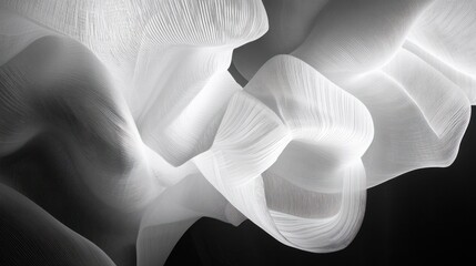 Poster - Abstract geometry filled with flowing white lines creates a sense of movement within a deep, monochromatic backdrop.