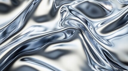 Poster - Abstract representation of a liquid metallic texture in elegant silver-gray tones,