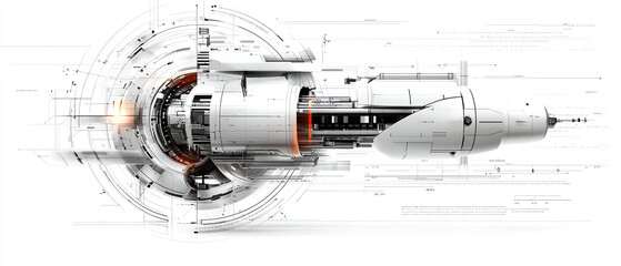 Poster - Innovative modern blueprint showcasing cutting-edge industrial building technology with futuristic design elements and precision engineering techniques