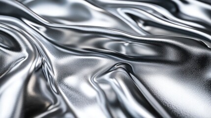 Poster - Abstract representation of a liquid metallic texture in elegant silver-gray tones,