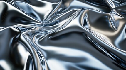 Poster - Abstract representation of a liquid metallic texture in elegant silver-gray tones,