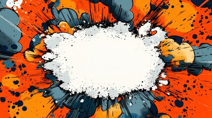 Poster - Vivid paint splatter with orange and gray hues, featuring a central white space for text or images.