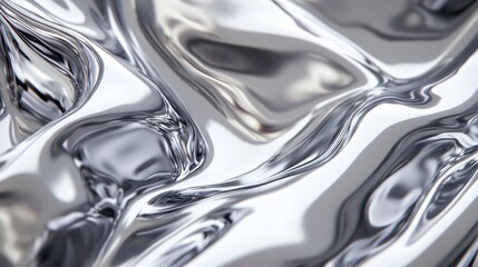 Poster - Abstract representation of a liquid metallic texture in elegant silver-gray tones,