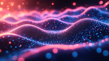 Poster - modern abstract technology background with blue and red gradient dots and lines.stock photo