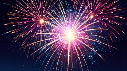 a vibrant and dramatic cinematic photograph of fireworks exploding in the night sky