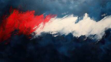 Aufkleber - navy blue background with white and red brush strokes, forming an abstract pattern.stock photo