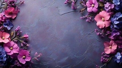 Poster - purple background with lace-like floral patterns on one side, adding an elegant touch.