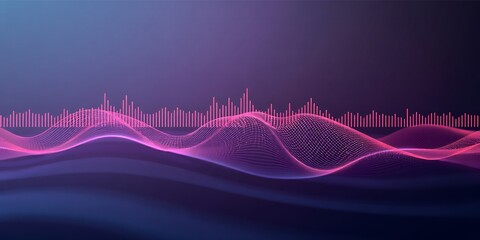 Canvas Print - Abstract digital waves and pink sound bars.