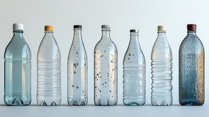 Poster - realistic depiction of water bottles is shown against blank white background.stock photo