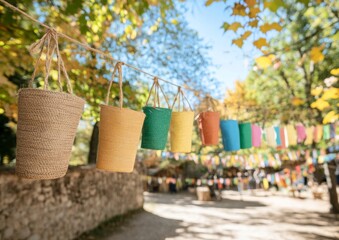 Wall Mural - Vibrant Autumn Festival Scene with Colorful Decorations for Thanksgiving or Harvest Celebrations