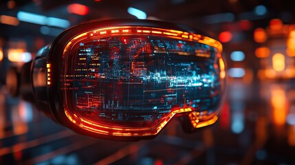 Poster - sci-fi futuristic HUD display showcases virtual reality technology, offering insights into advanced interface