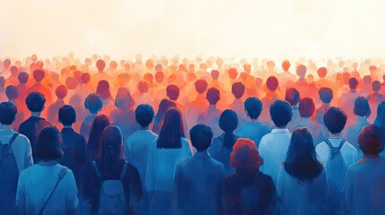 Aufkleber - simple flat-style groups of people, using blue-grey color palette against white background for clarity.