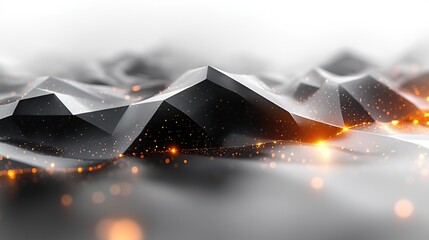 Aufkleber - sleek and modern polygonal background with flying geometric shapes, perfect for tech designs.