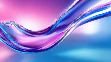 Poster - Abstract vibrant wave with splashes, blending pink, blue, and purple hues to create a dynamic and fluid aesthetic.