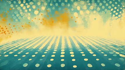 Leinwandbilder - teal and lime green retro background with halftone pattern adds fun and simple vibe.