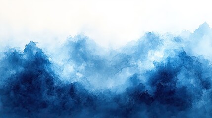 Poster - textured blue watercolor background with icy details designed as banner for winter season themes, using generative AI.