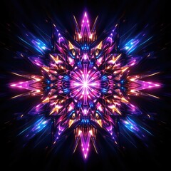 Wall Mural - a vibrant abstract image of luminous colors radiating in a stunning star-like formation against a da