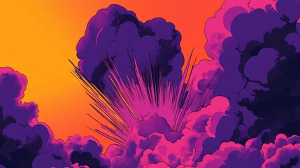 Fototapete - A colorful comic-style background featuring a purple exploding speech bubble, designed for adding impactful messages and dynamic visuals in creative works.