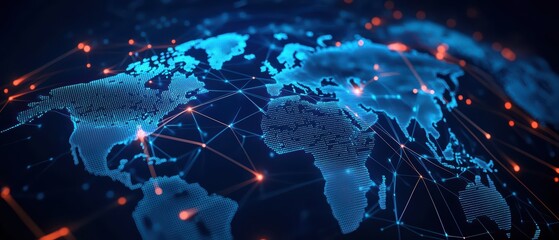 Poster - Digital globe with network connections, highlighting global communication and data flow.