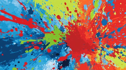 Poster - A dynamic splash background featuring bursts of color in bright red, blue, and green.