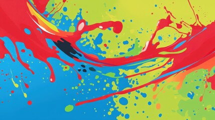 Poster - A dynamic splash background featuring bursts of color in bright red, blue, and green.
