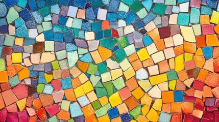 Poster - A lively mosaic background composed of colorful tiles in various sizes and shapes.