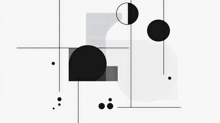 Poster - A minimalist background composed of simple geometric shapes in a monochrome palette.