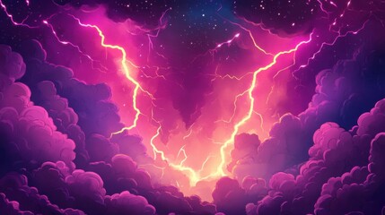Poster - A dynamic comic-style background filled with bright pink lightning flashes, creating an exciting ambiance perfect for illustrations and visual storytelling.