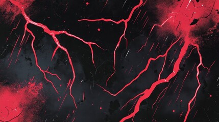 Fototapete - A dynamic comic-style background filled with striking red lightning flashes, creating an exciting ambiance perfect for illustrations and creative projects.