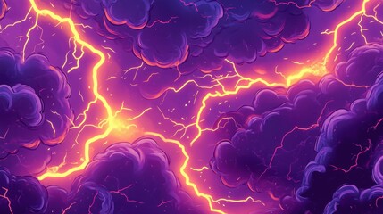 Poster - A dynamic purple lightning-themed comic art background, creating an intense and vibrant ambiance ideal for illustrations and graphic designs.