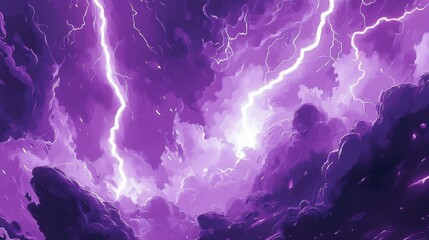 Poster - A dynamic purple lightning-themed comic art background, creating an intense and vibrant ambiance ideal for illustrations and graphic designs.