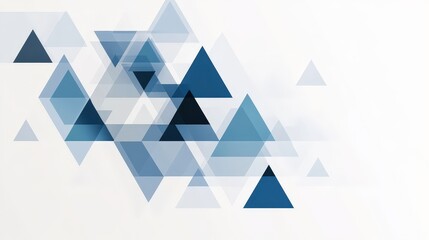 Poster - A minimalist geometric background featuring interlocking triangles in various shades of blue.