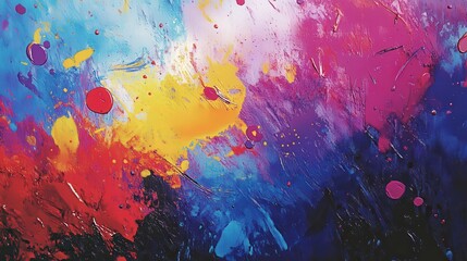 Poster - A vibrant background featuring splashes of paint in various colors, creating an artistic and energetic vibe.