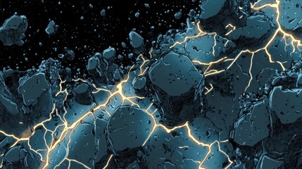 Poster - A lively comic-style background filled with striking gray lightning flashes, perfect for enhancing the excitement and intensity of artistic illustrations.