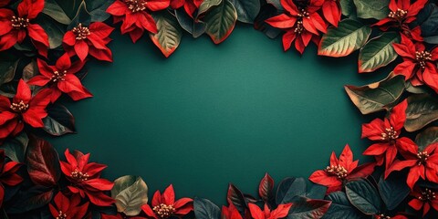 Wall Mural - Green Poinsettias and Leaves