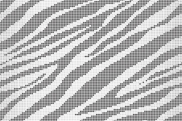 Aufkleber - Halftone trendy zebra skin pattern background vector. Animal fur dotted vector background. Abstract seamless zebra stripe pattern.