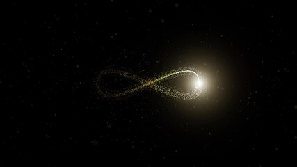Sticker - infinity sign with flicker light loop rotation on black background.