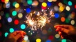© AddStylerz - Friends Celebrating New Year with Sparklers and Lights