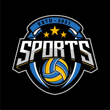Volleyball logo design vector illustration, for volleyball club