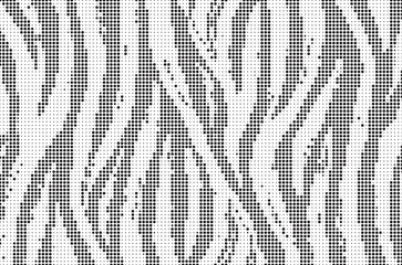 Aufkleber - Halftone trendy zebra skin pattern background vector. Animal fur dotted vector background. Abstract seamless zebra stripe pattern.