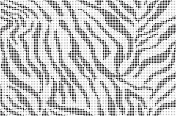 Aufkleber - Halftone trendy zebra skin pattern background vector. Animal fur dotted vector background. Abstract seamless zebra stripe pattern.