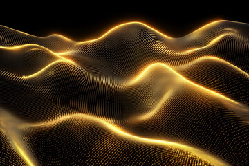 Poster - golden wave with a sun in the background. The sun is shining on the wave, creating a warm and inviting atmosphere