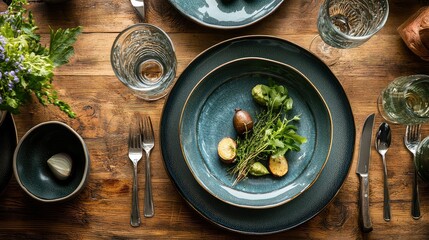 Serene Dining Table with Healthy Dish Display