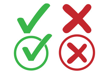 Poster - checkmark and X mark icon. check and uncheck icon vector. validation icon vector.  check mark and cross, vector icons