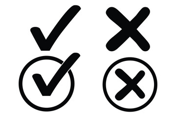 Poster - checkmark and X mark icon. check and uncheck icon vector. validation icon vector.  check mark and cross, vector icons