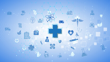 Poster - health care icon pattern medical innovation concept background design
